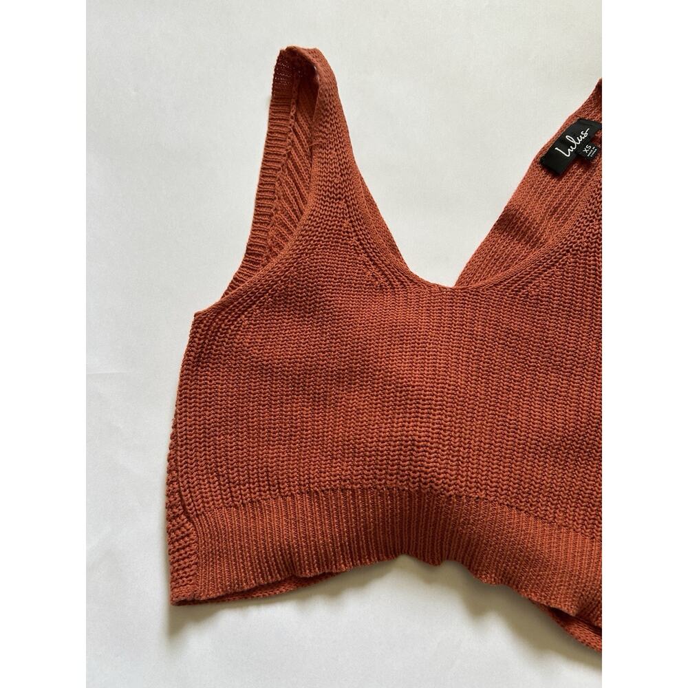 Lulus Knit Crop Tank Top XS Brown Twist Front Sweater Sleeveless Boho Cozy - Picture 7 of 11